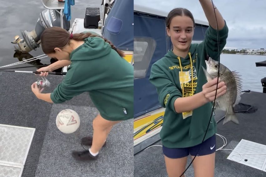 Videó: labdazsonglőrködés közben fogja a halat ez a fiatal lány